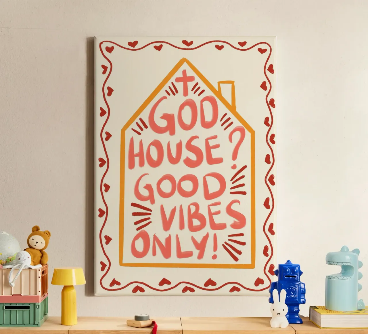 God's House? Good Vibes Only! Christian Poster canvas with Floater frame by vintagepod