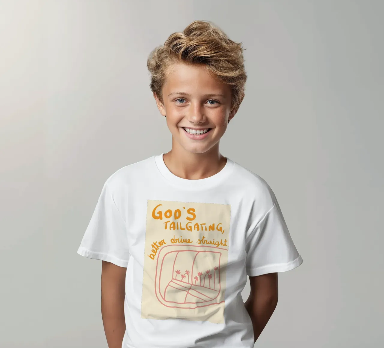 Dio è in coda, meglio guidare dritto t-shirt bambini da vintagepod