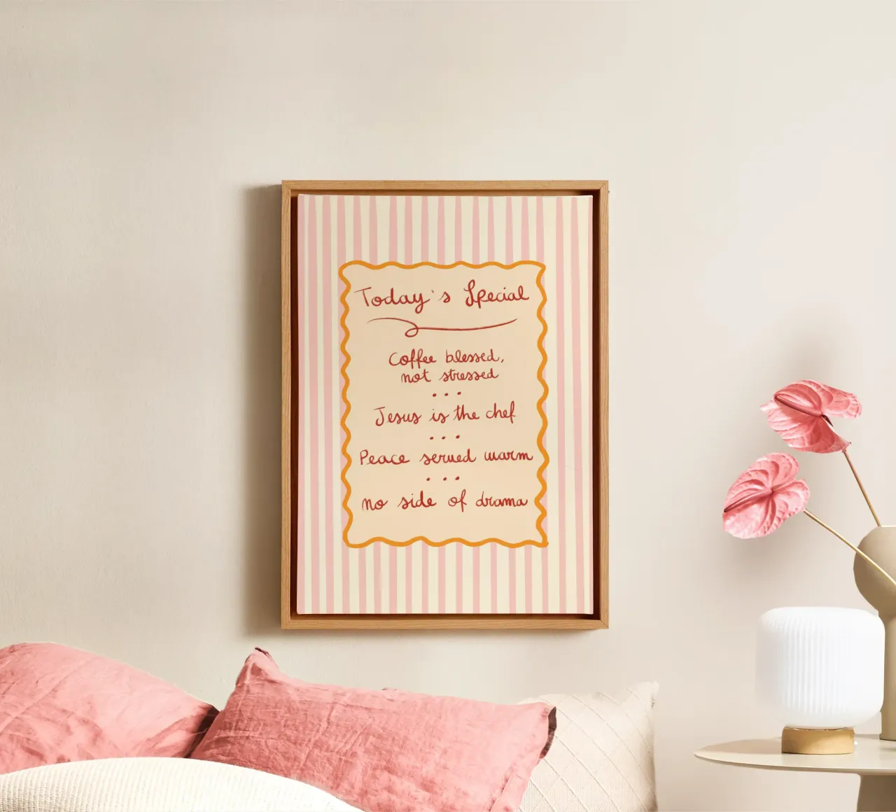 Poster del menu cristiano speciale di oggi tela con Cornice a cassetta da vintagepod