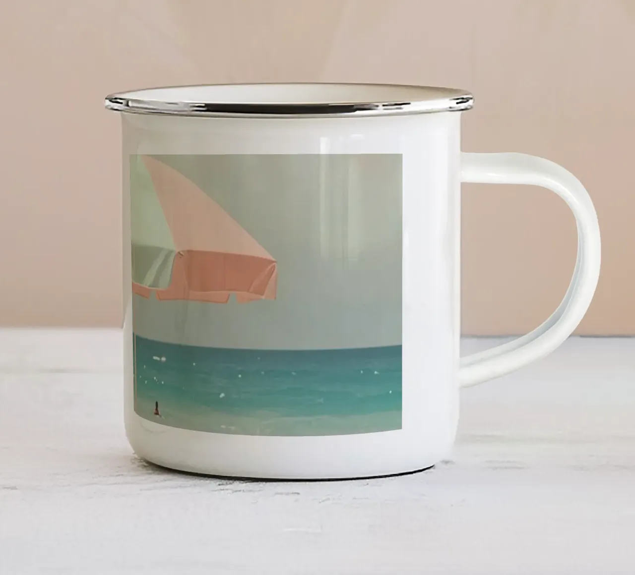 Sedia ombrellone e nuotatore tazza in smalto da DesignDoodle