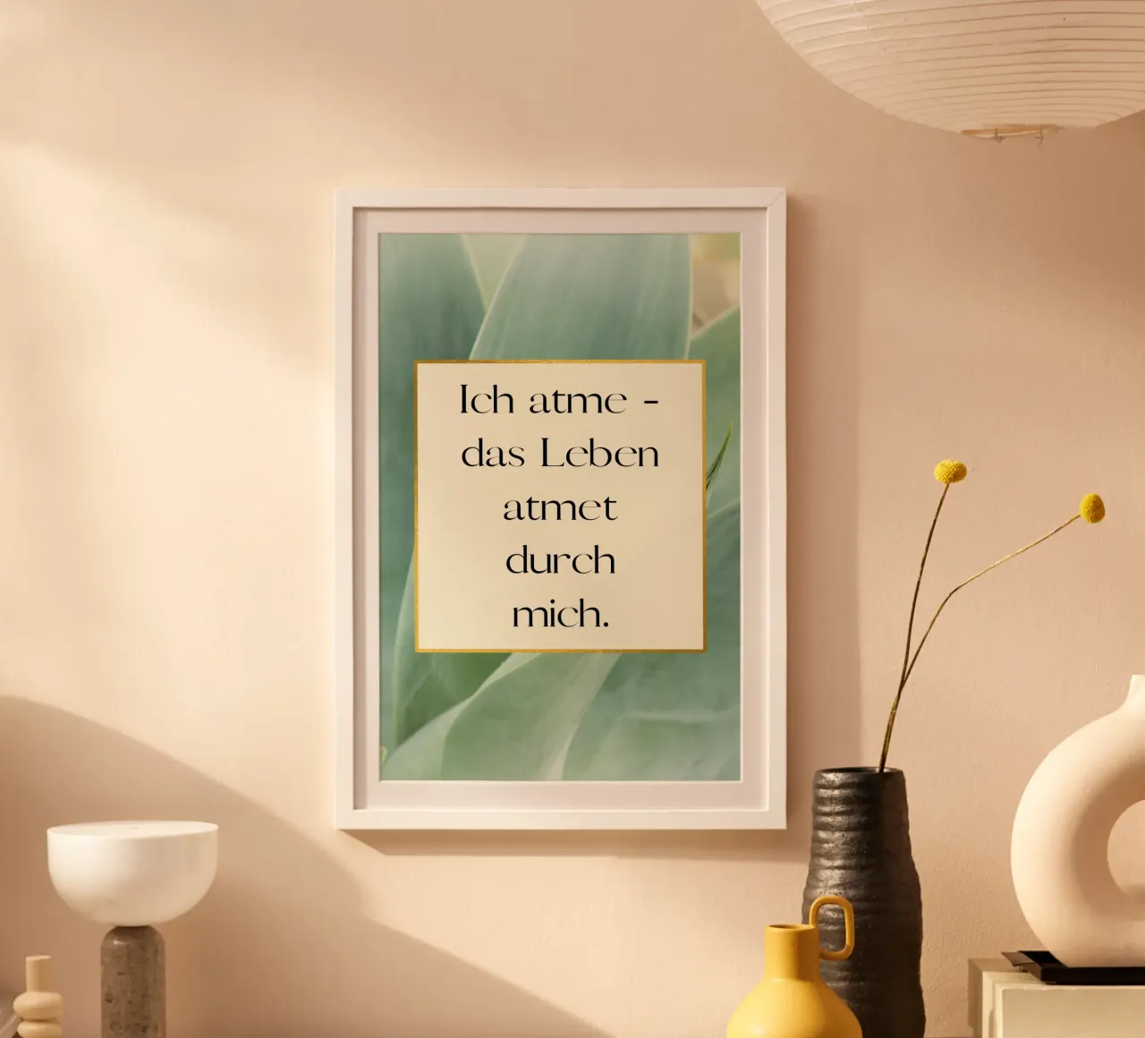 Das Leben atmet poster con telaio in legno da AESTHETIC VIBES by Isabel