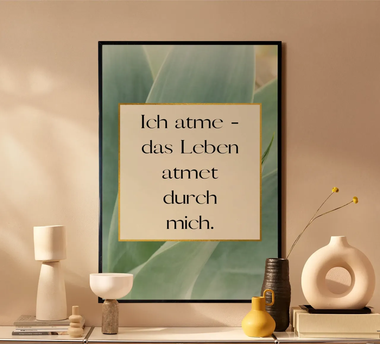 Das Leben atmet poster con telaio in legno da AESTHETIC VIBES by Isabel