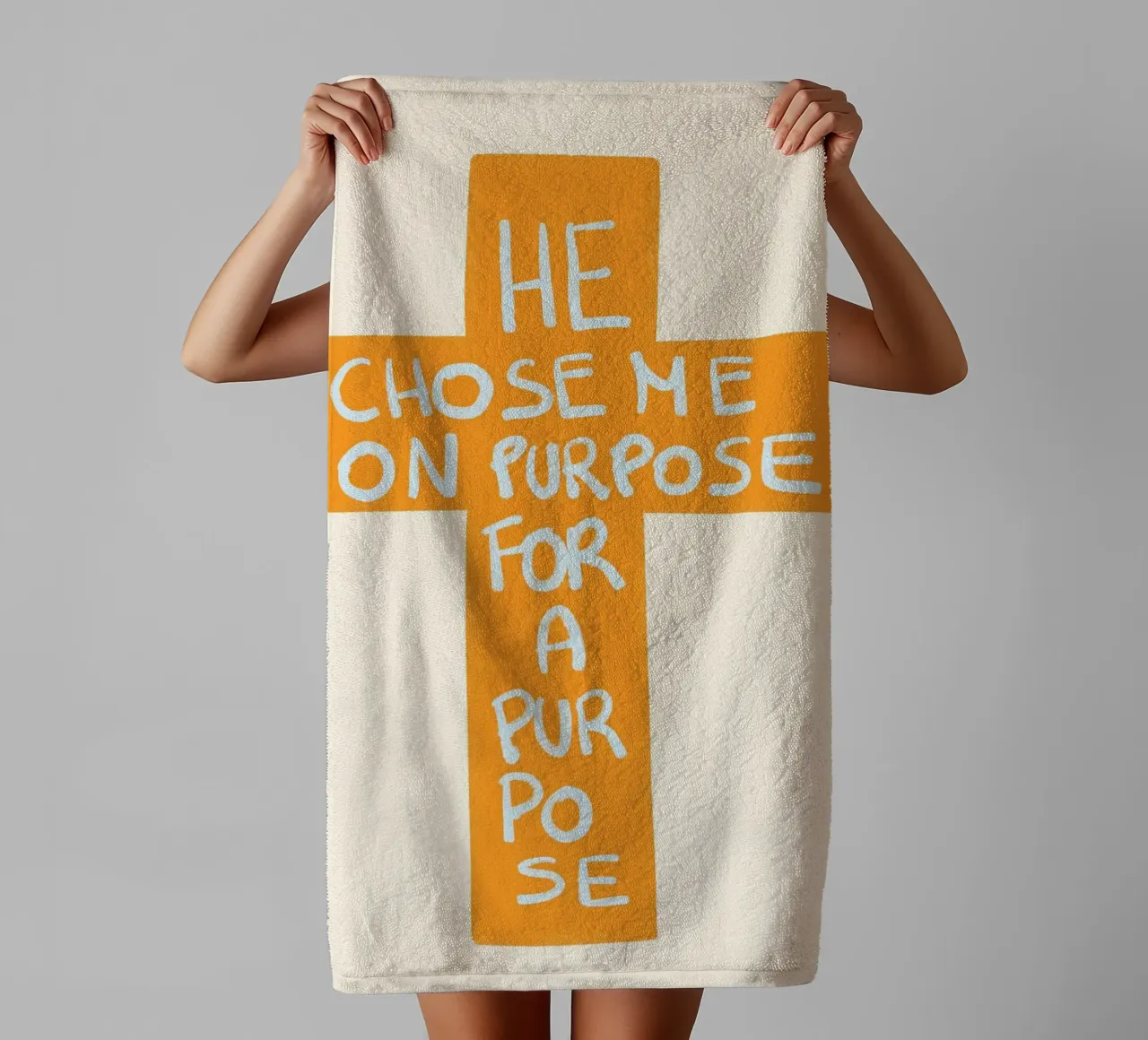 He Chose Me On Purpose For A Purpose Cross Poster towel by vintagepod
