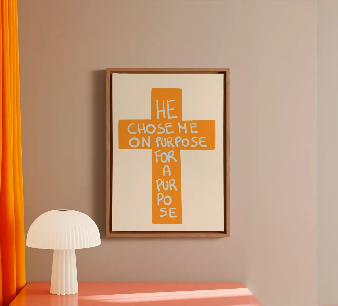He Chose Me On Purpose For A Purpose Cross Poster canvas with Floater frame by vintagepod