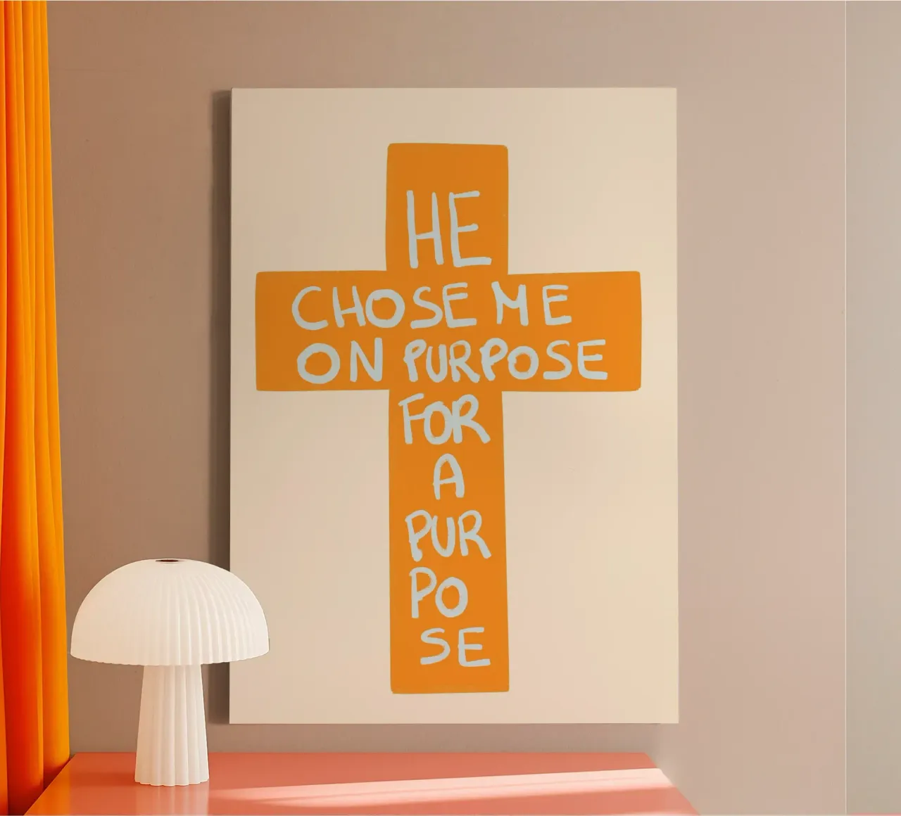 He Chose Me On Purpose For A Purpose Cross Poster canvas with Floater frame by vintagepod