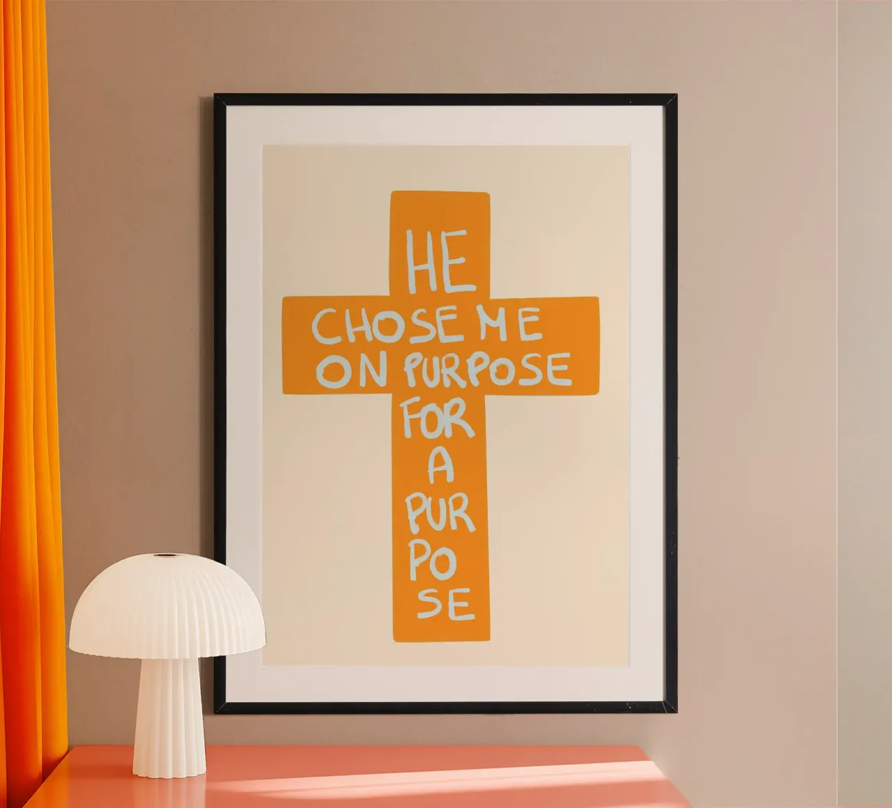 He Chose Me On Purpose For A Purpose Cross Poster poster with plastic frame by vintagepod