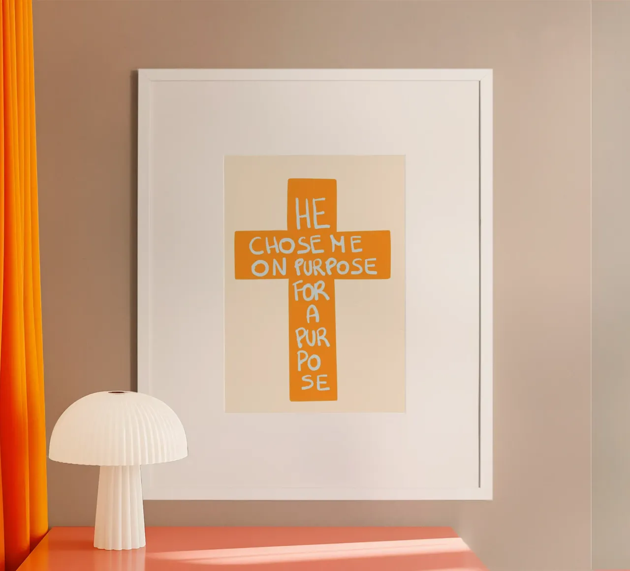 He Chose Me On Purpose For A Purpose Cross Poster poster with plastic frame by vintagepod