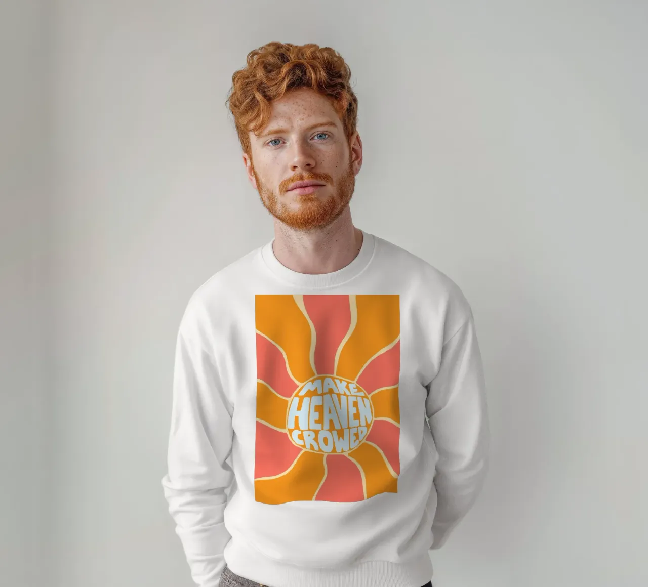 Make Heaven Crowded Retro Sunburst Poster felpa da vintagepod