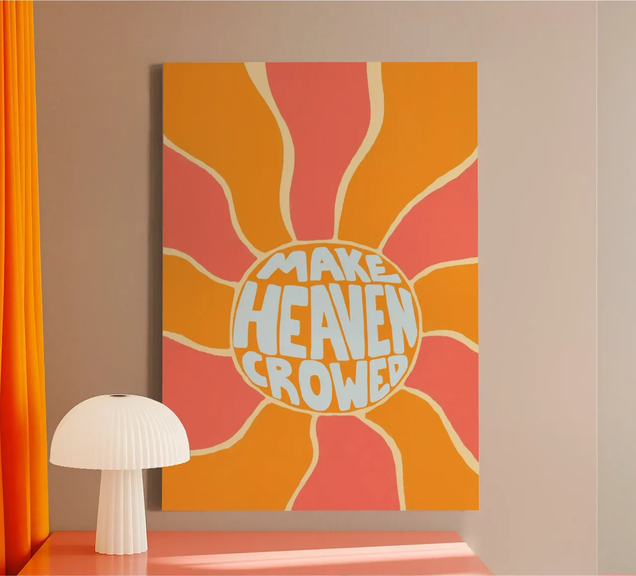 Make Heaven Crowded Retro Sunburst Poster tela con Cornice a cassetta da vintagepod