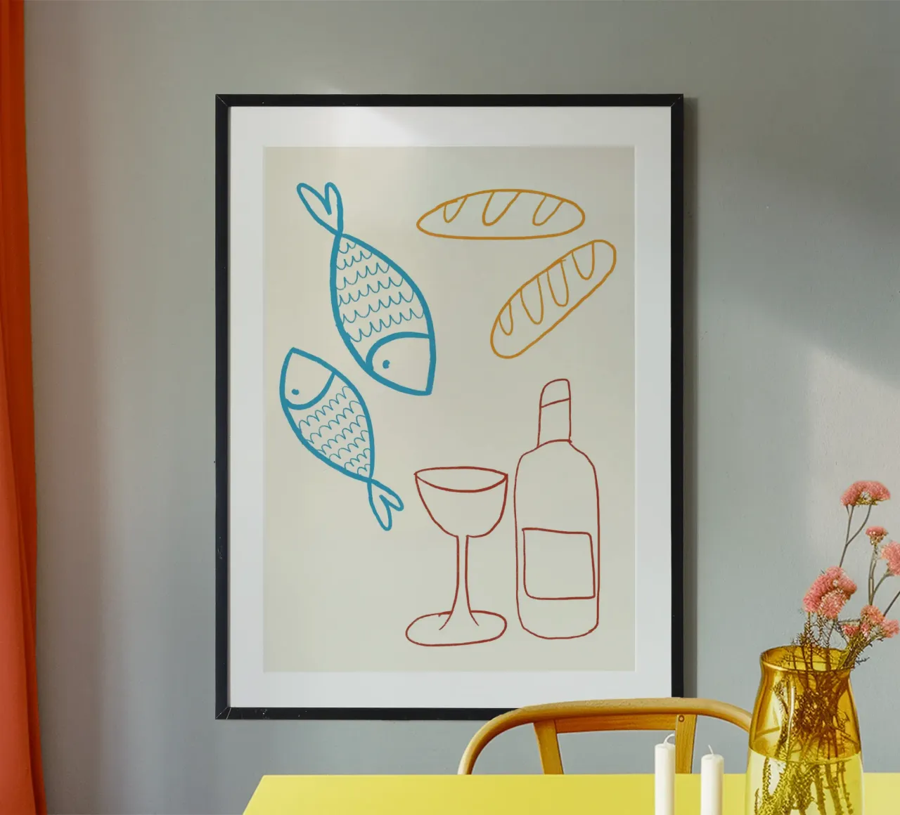Poster di Gesù che nutre i 5000 con pane e vino poster da vintagepod