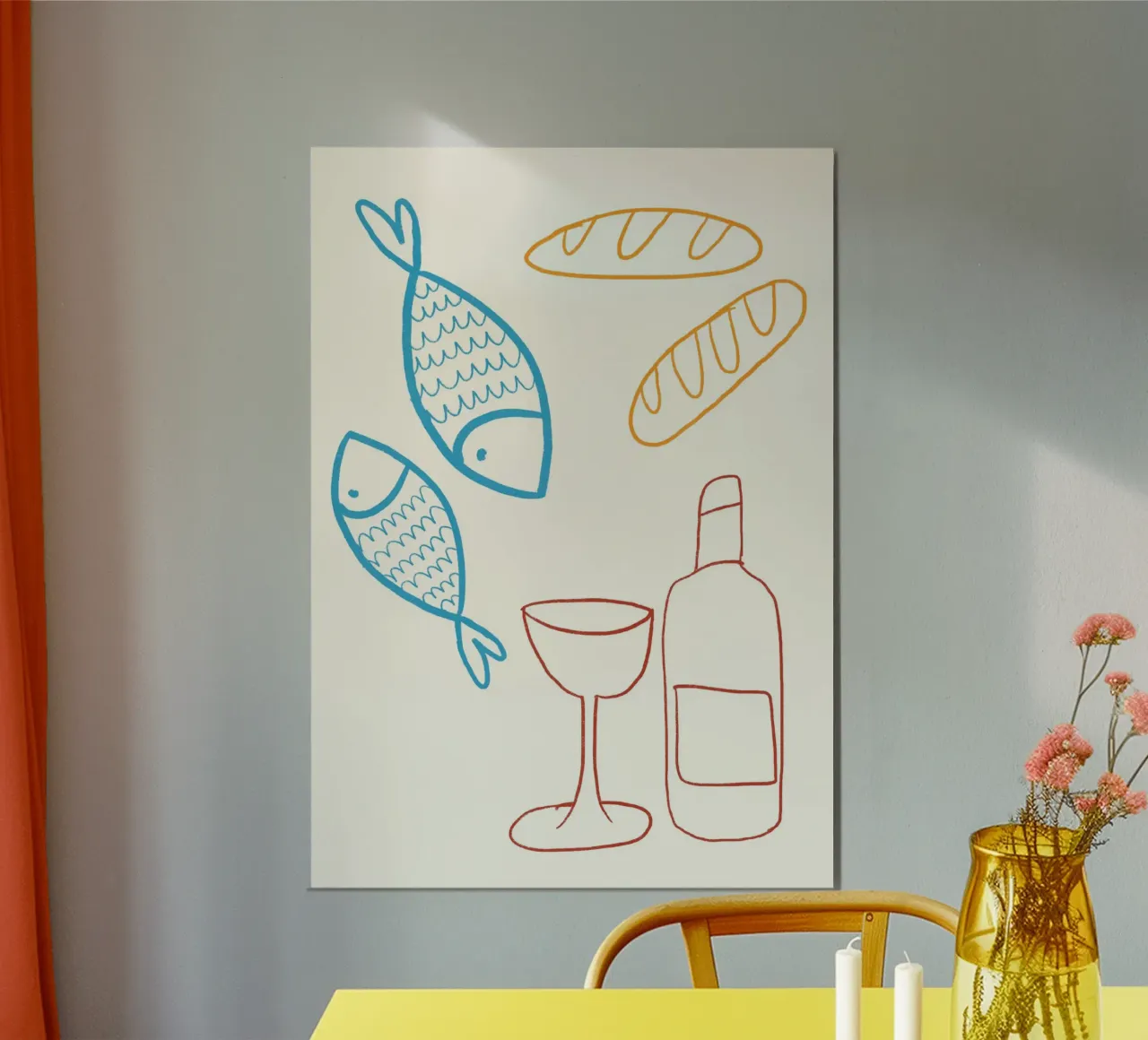 Poster di Gesù che nutre i 5000 con pane e vino poster da vintagepod