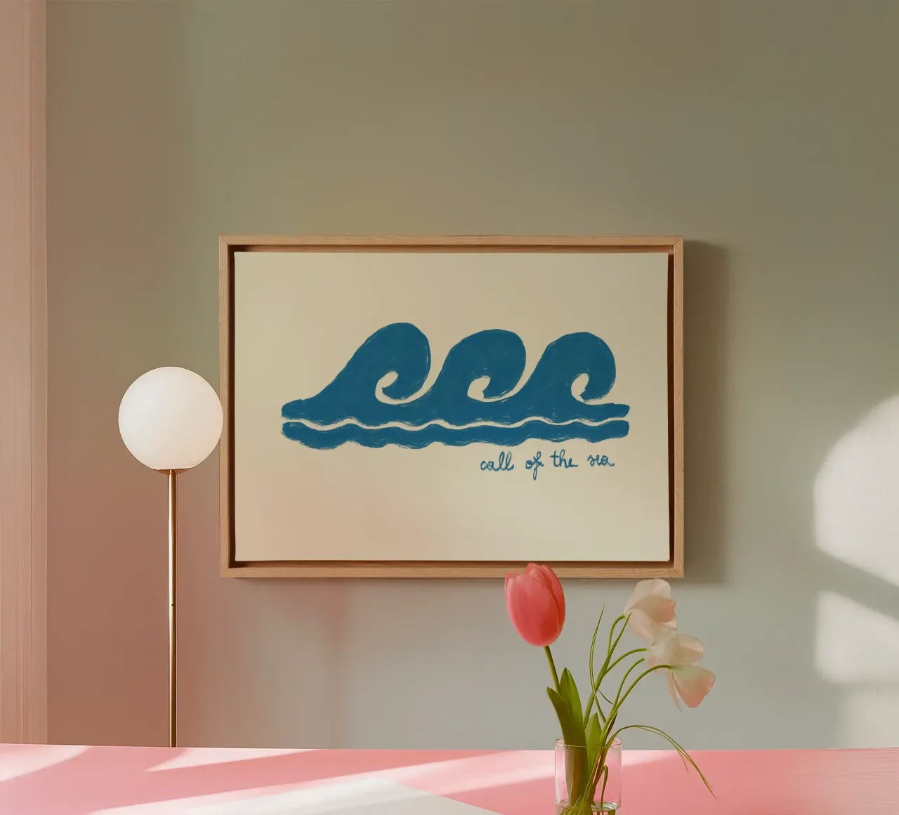 Call of the Sea, Oceaangolven Art Print canvas met Baklijst van dawnthesea
