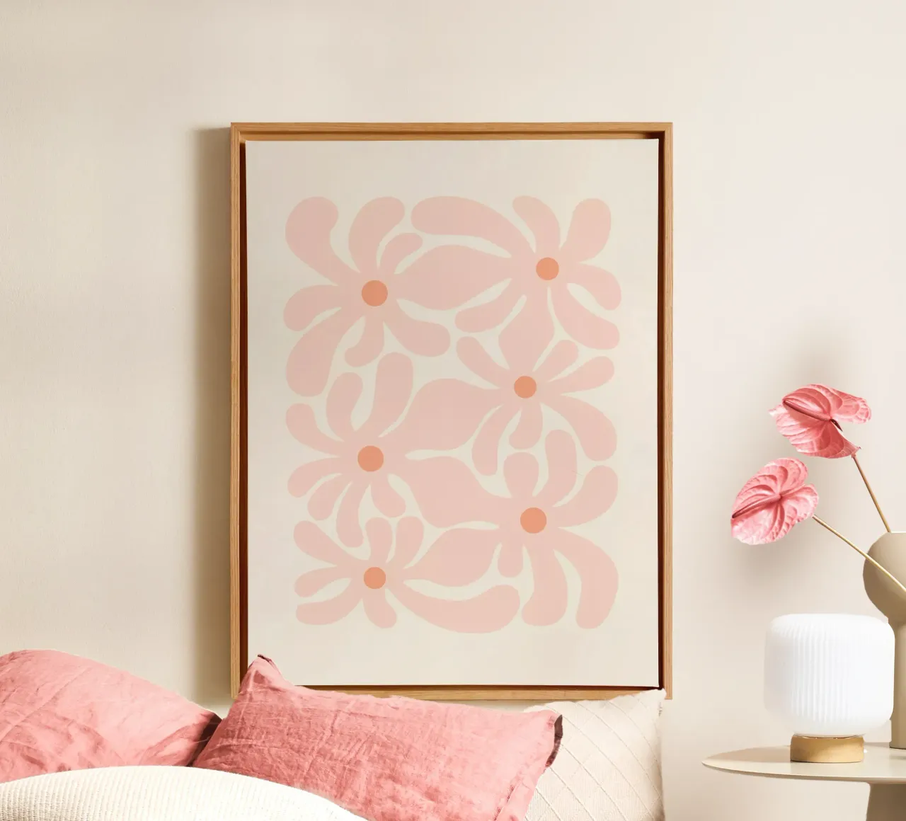 Fiori divertenti tela con Cornice a cassetta da Asha Designs