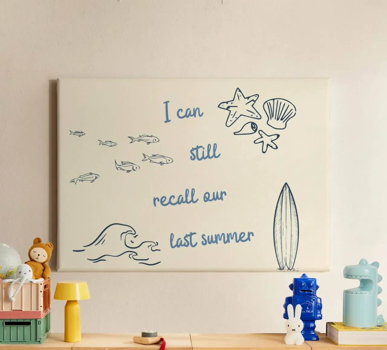 Last Summer, Nostalgic Beach Art, Memories Print canvas with Floater frame by dawnthesea