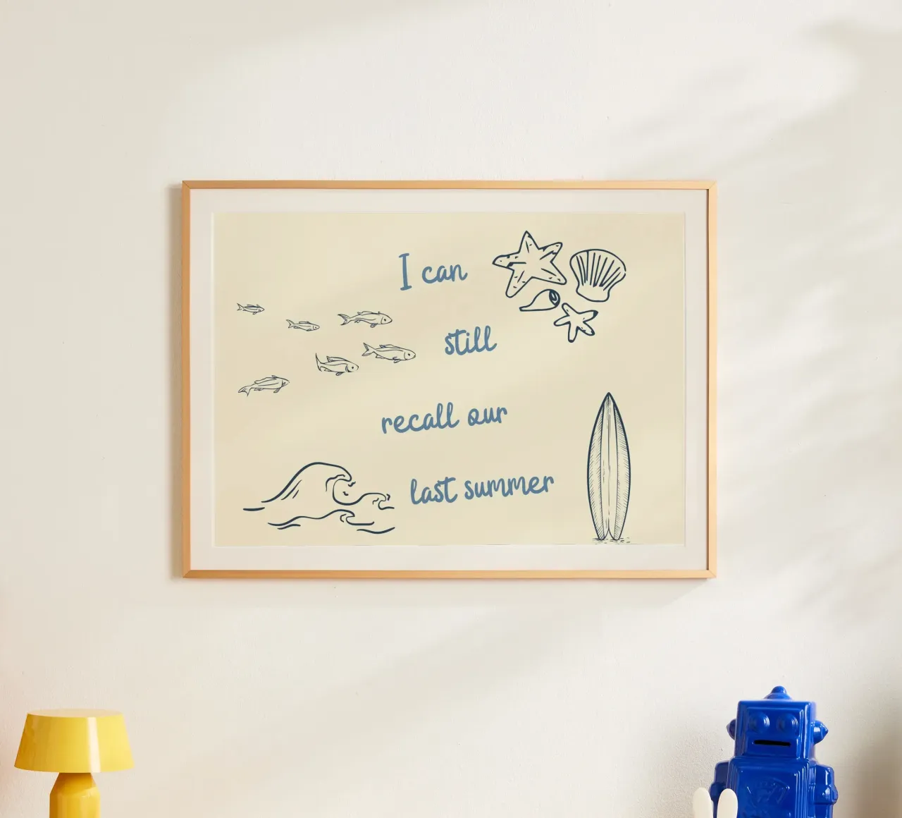 Letzter Sommer, Nostalgische Strandkunst, Memories Print Poster mit Kunststoffrahmen von dawnthesea