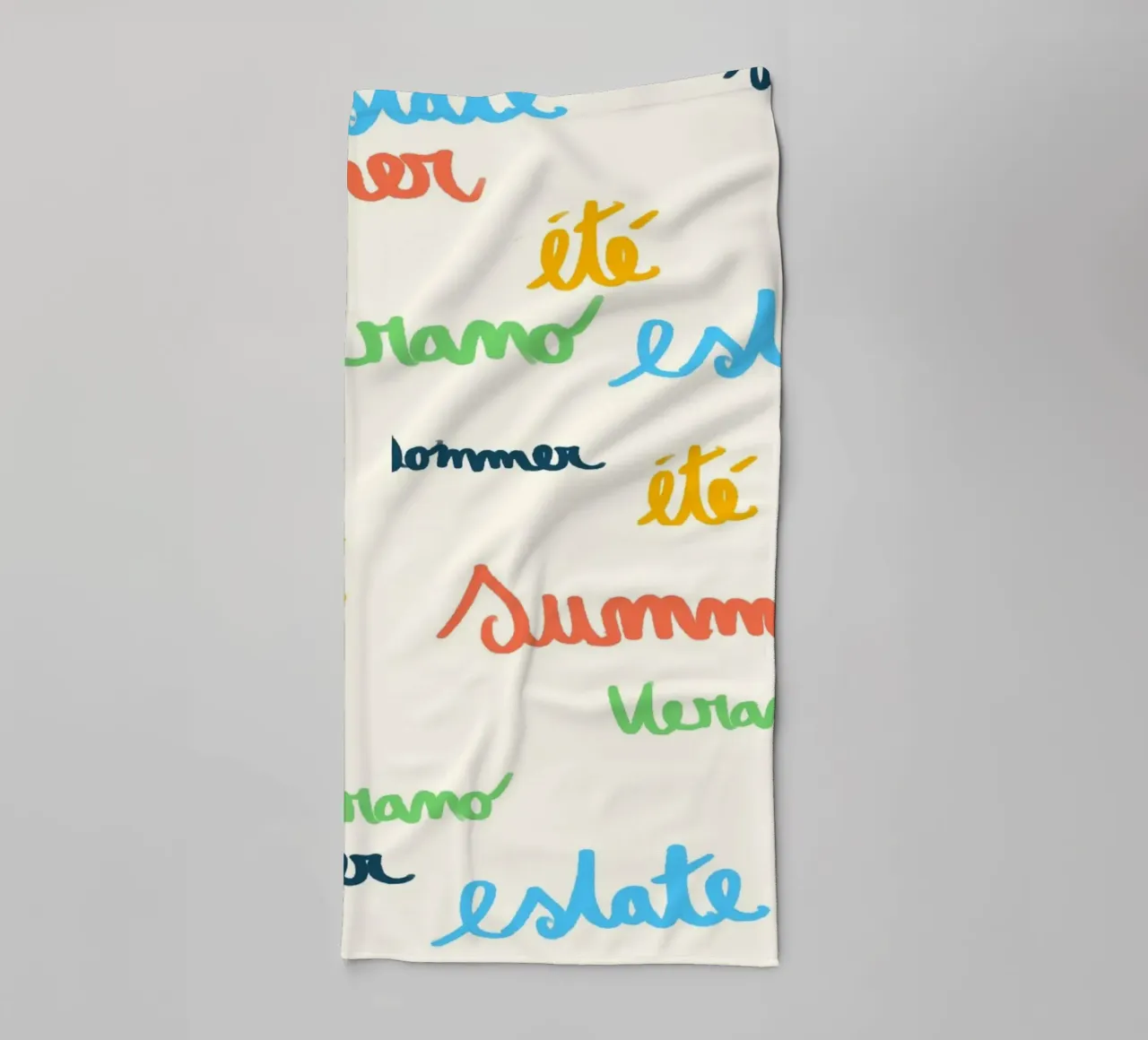 Summer Languages, Colorful Typographic Print towel by dawnthesea