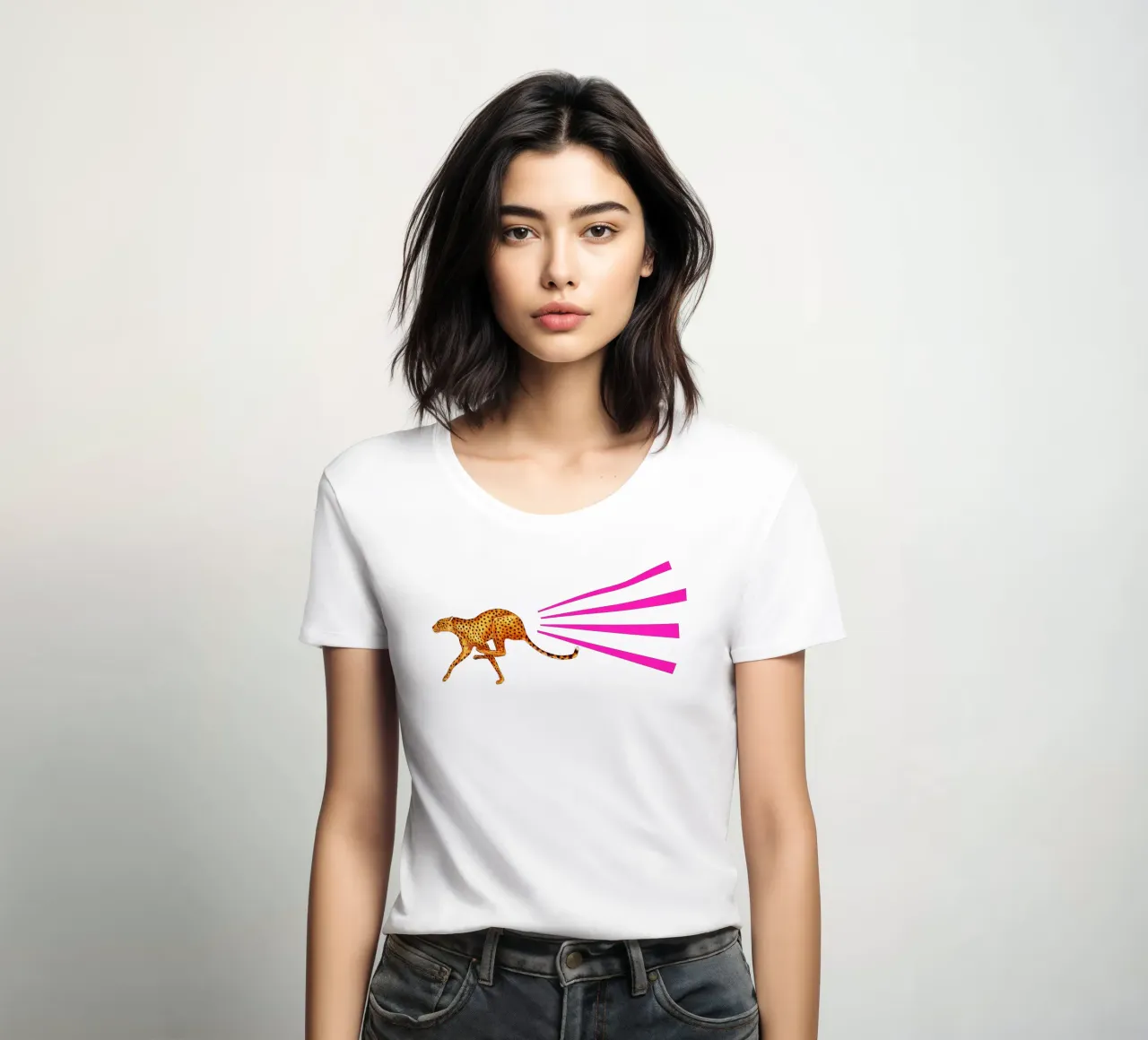 Cheetah women's fitted t-shirt by Cassia Beck Collage