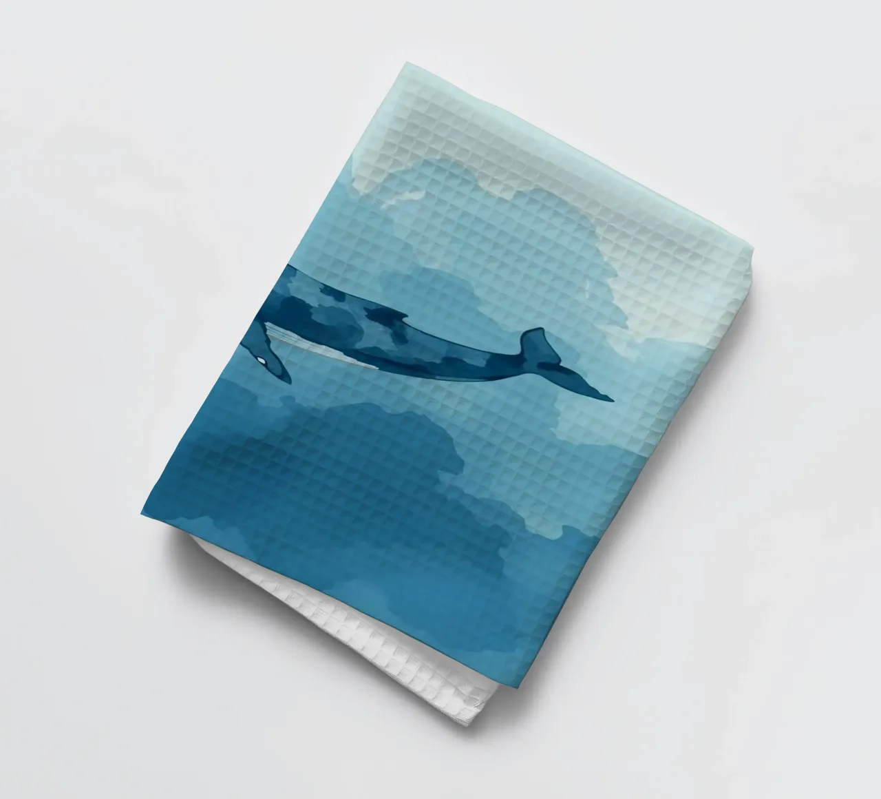 Illustration d'une baleine bleue sur fond texturé bleu torchon de DesignDoodle