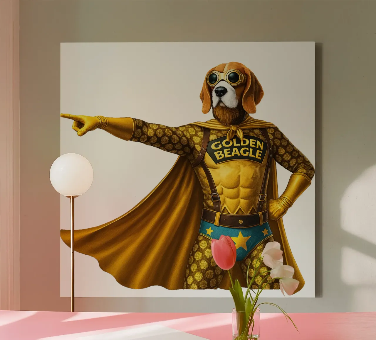 THE GOLDEN BEAGLE tela con Cornice a cassetta da Vintage Van Gogh