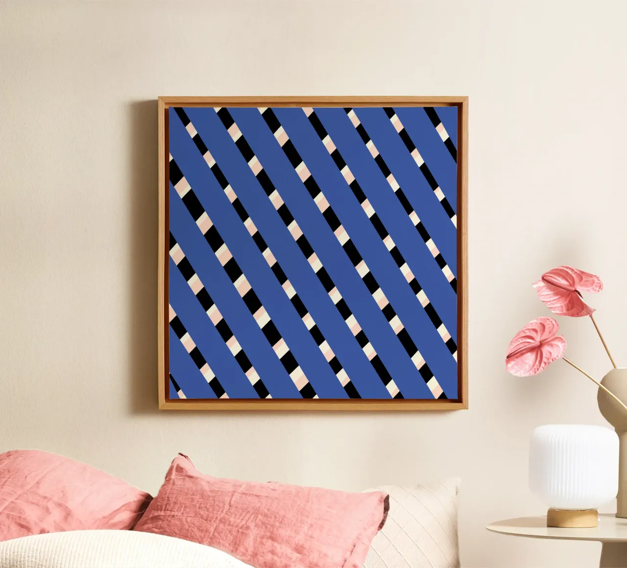 Weaving stripe pattern canvas with Floater frame by Little Dean