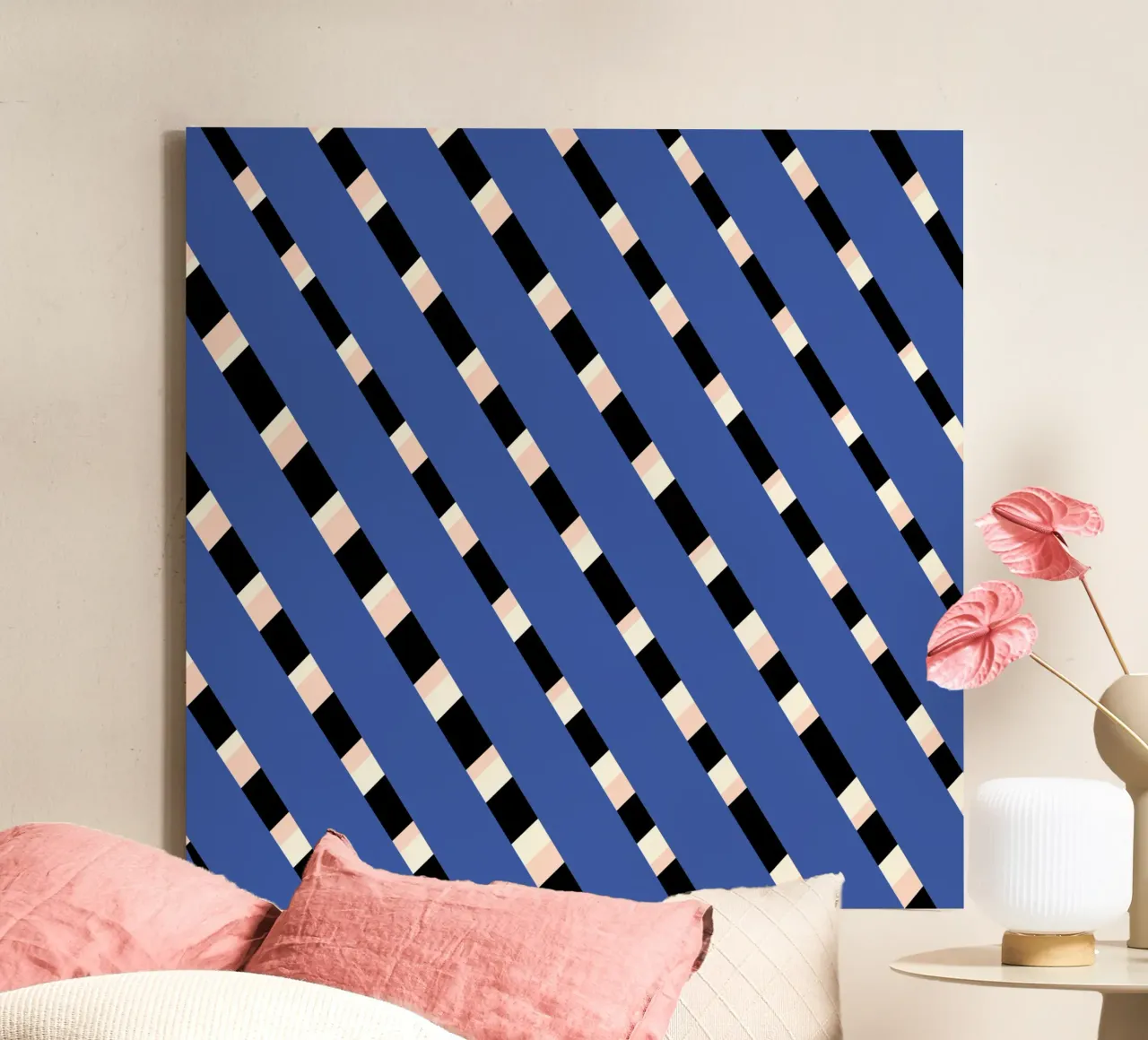 Weaving stripe pattern canvas with Floater frame by Little Dean