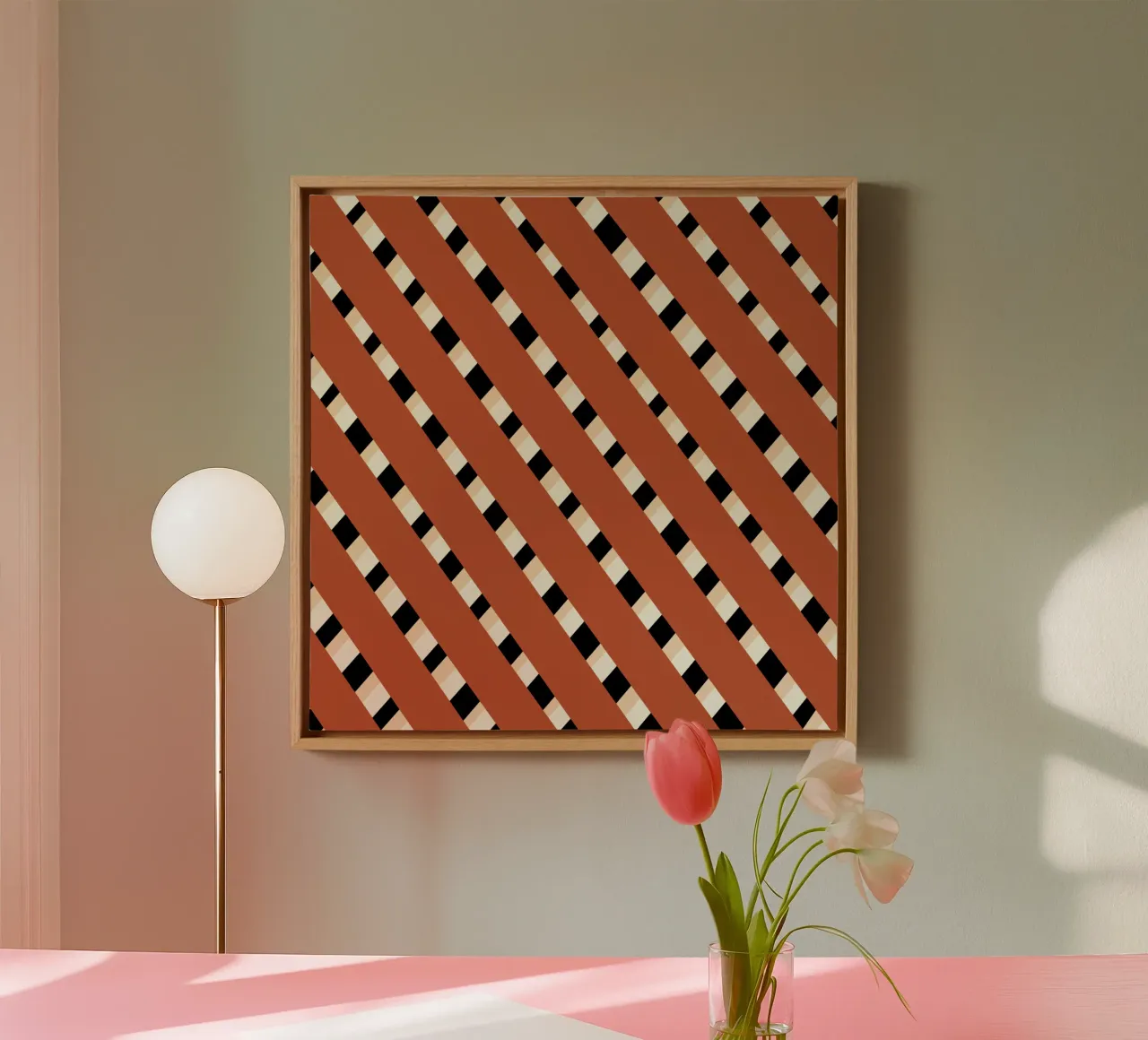 Weaving stripe pattern 02 canvas with Floater frame by Little Dean