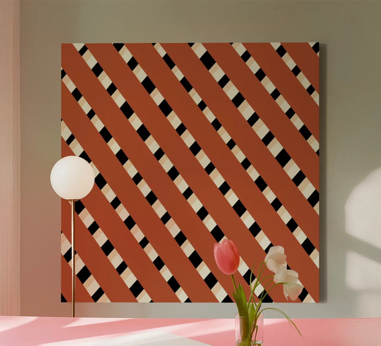 Weaving stripe pattern 02 canvas with Floater frame by Little Dean