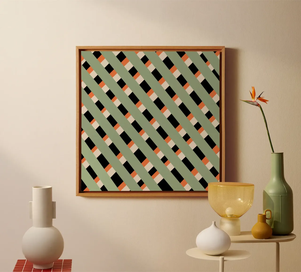 Weaving stripe pattern 03 canvas with Floater frame by Little Dean