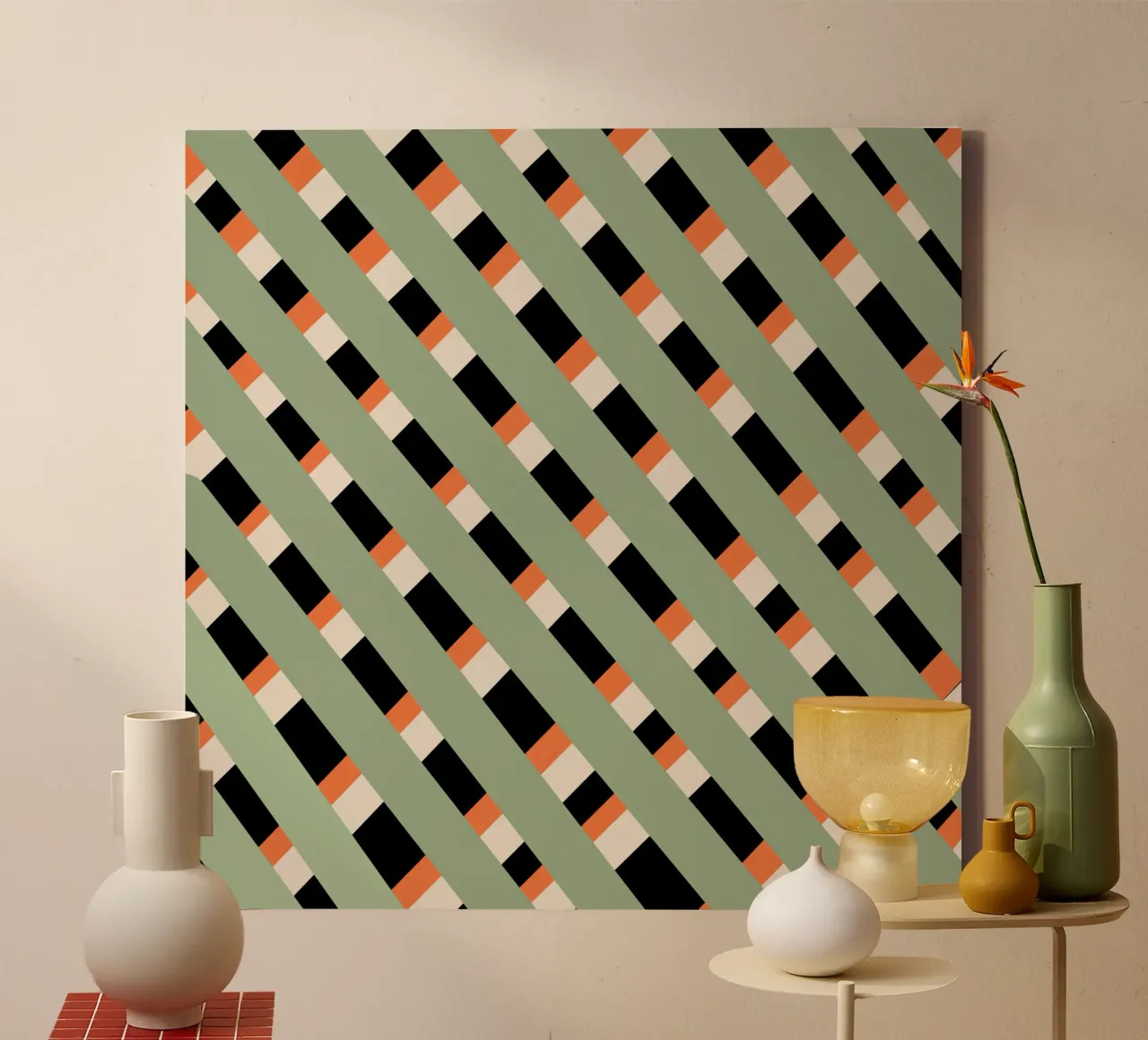 Weaving stripe pattern 03 canvas with Floater frame by Little Dean