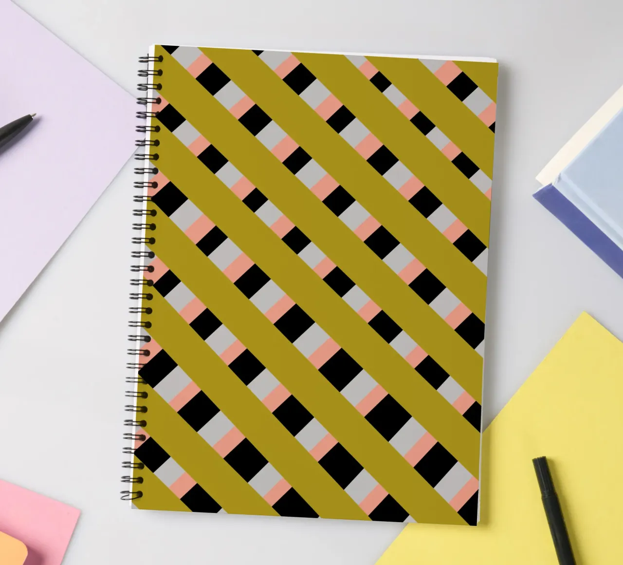 Weaving stripe pattern 04 spiral notebook by Little Dean