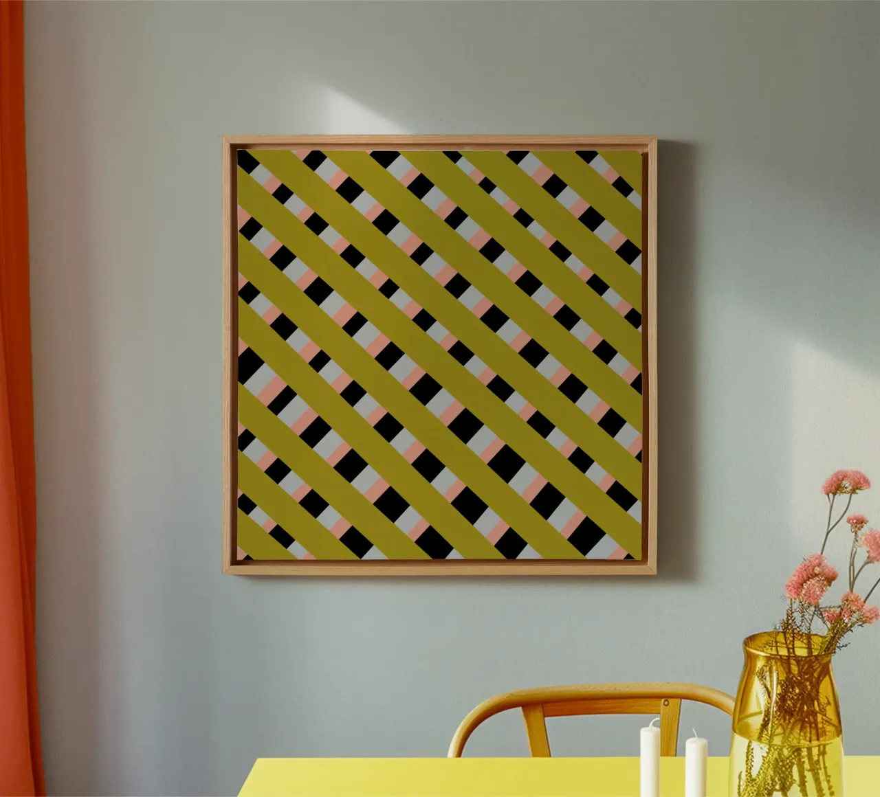 Weaving stripe pattern 04 canvas with Floater frame by Little Dean