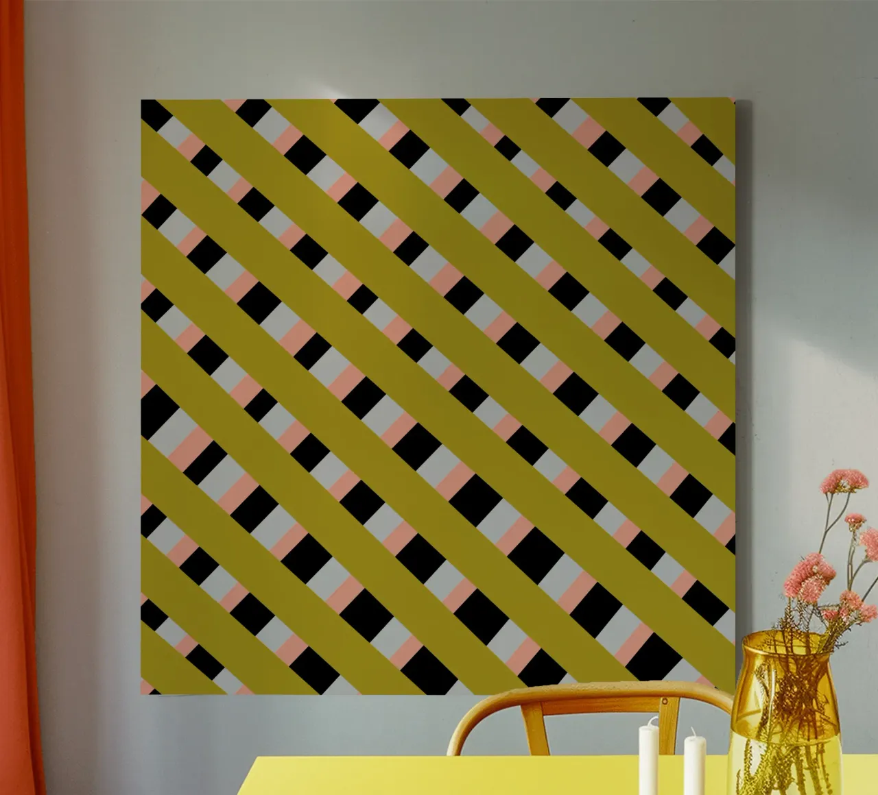 Weaving stripe pattern 04 canvas with Floater frame by Little Dean