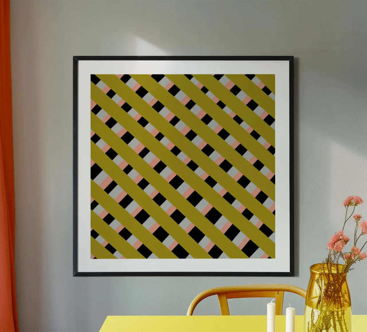 Tessitura a righe 04 poster con telaio in plastica da Little Dean
