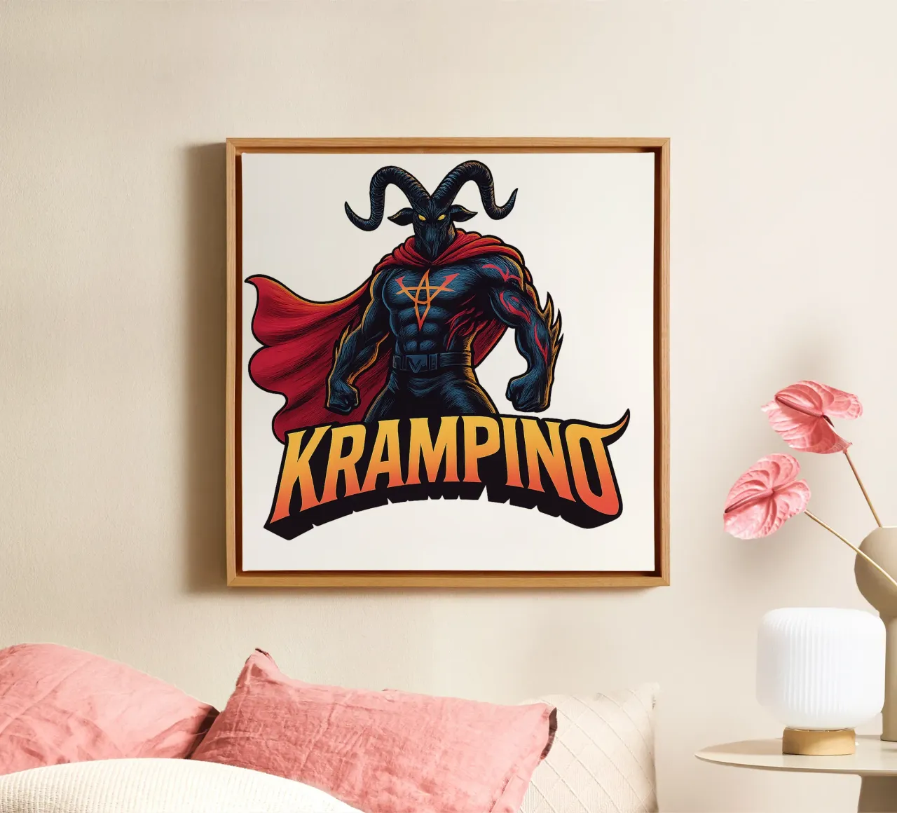 KRAMPINO - Krampus canvas met Baklijst van Vintage Van Gogh