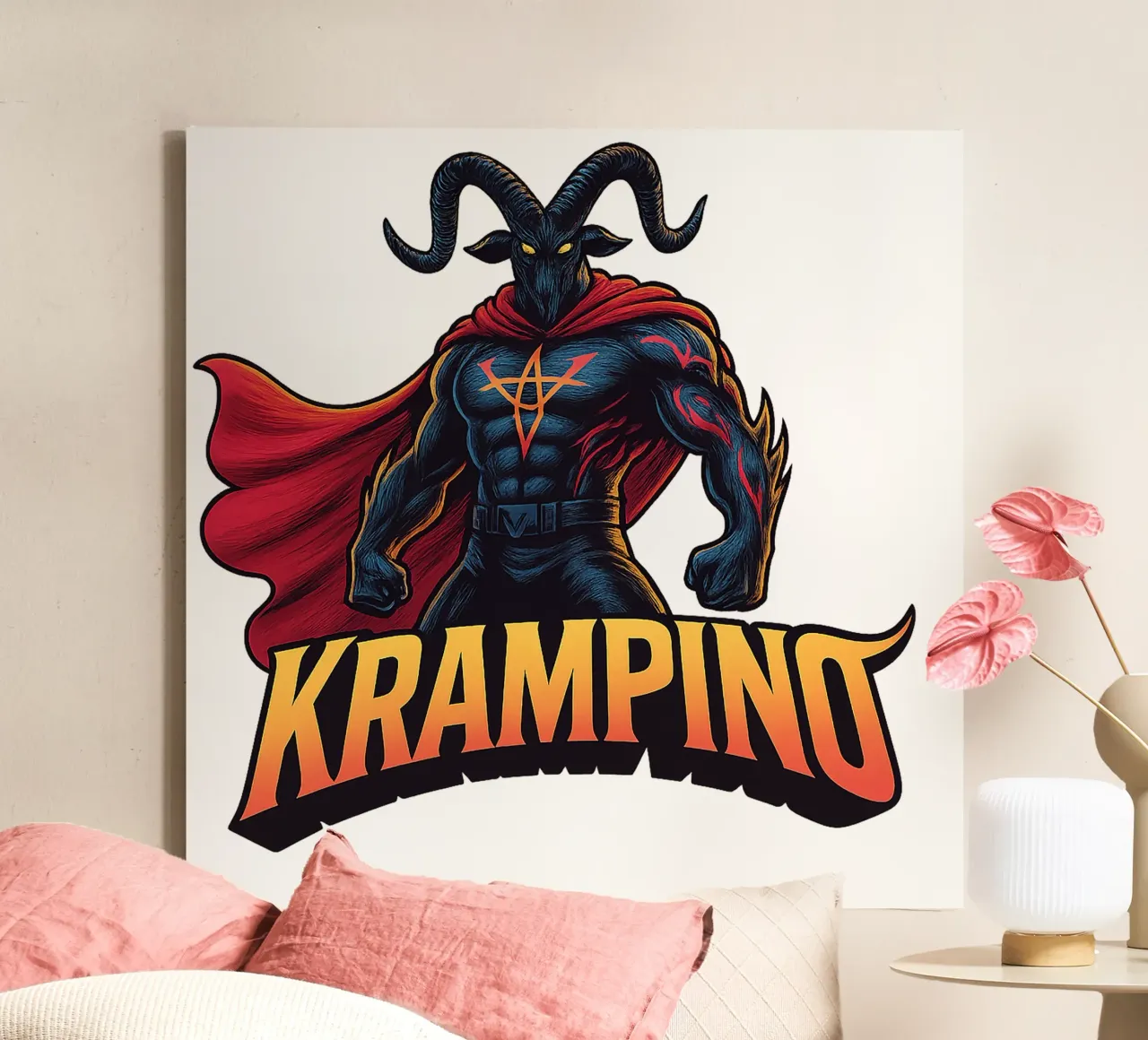 KRAMPINO - Krampus canvas met Baklijst van Vintage Van Gogh