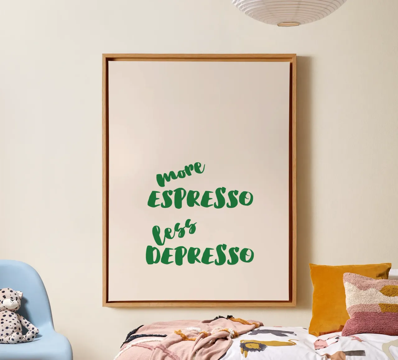 More Espresso Less Depresso tela con Cornice a cassetta da blisstype