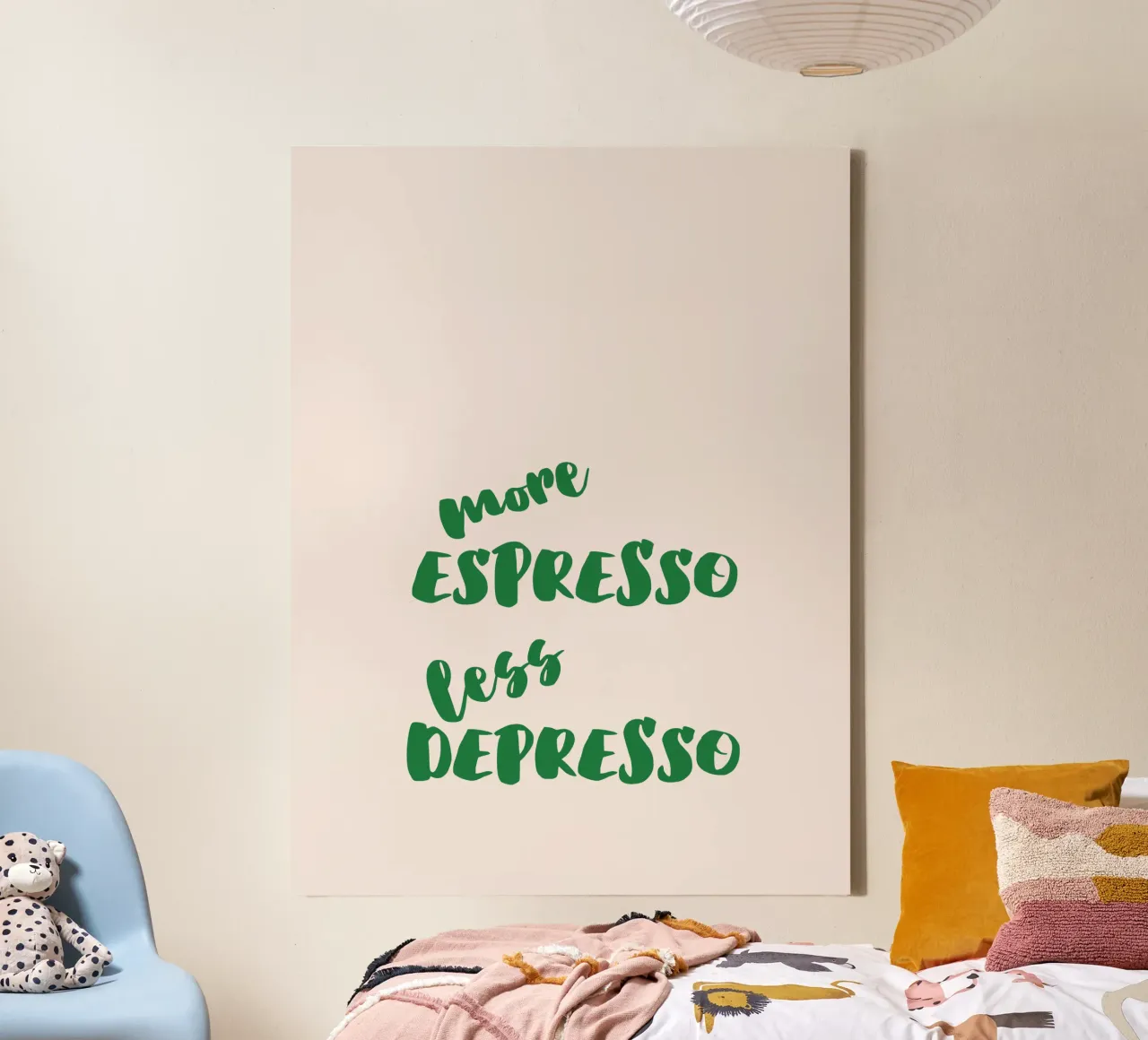 More Espresso Less Depresso tela con Cornice a cassetta da blisstype