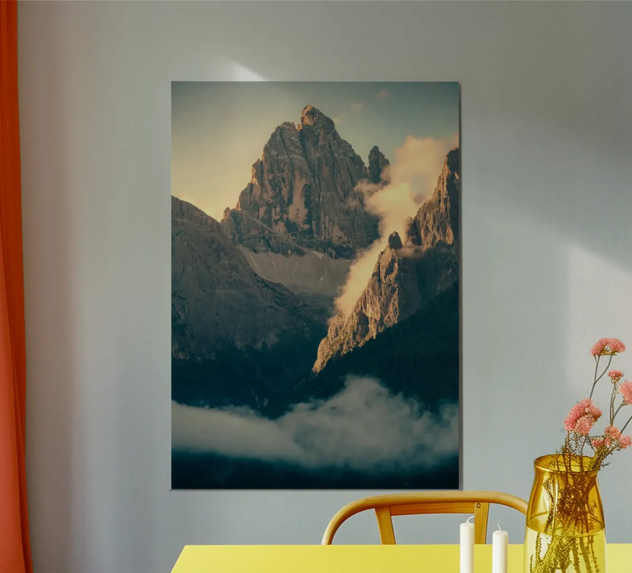 mountain surround clouds poster con telaio in plastica da lily