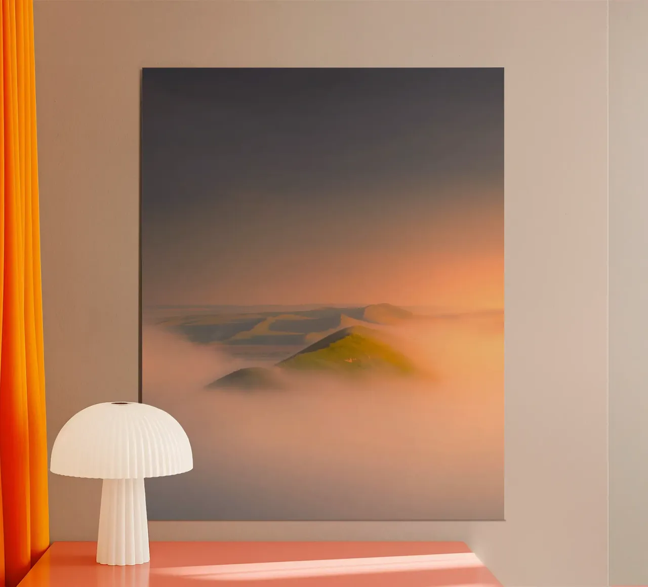 clouds cover moutain poster con telaio in legno da lily