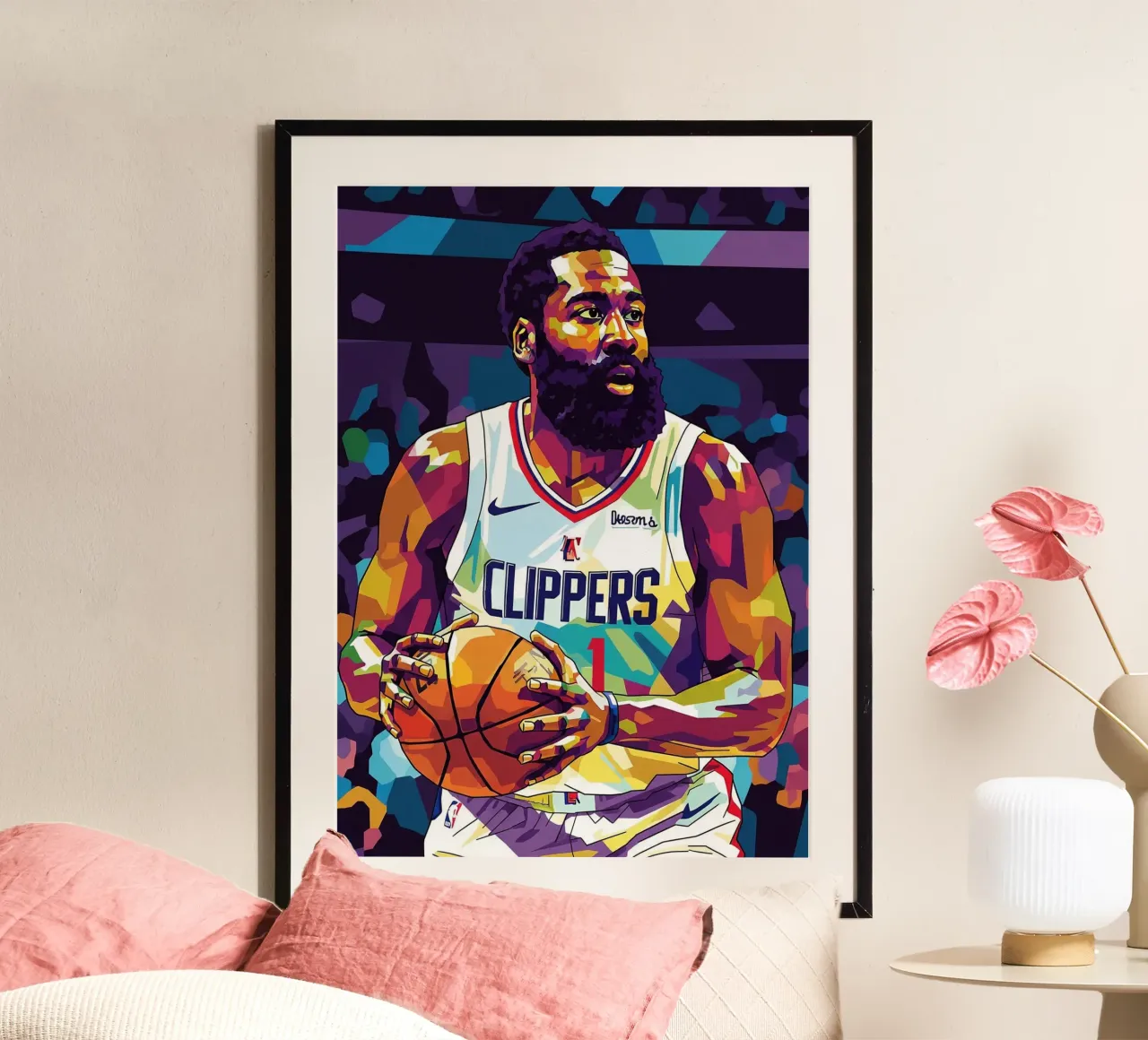 James Harden pop art poster con telaio in legno da Hantamrata