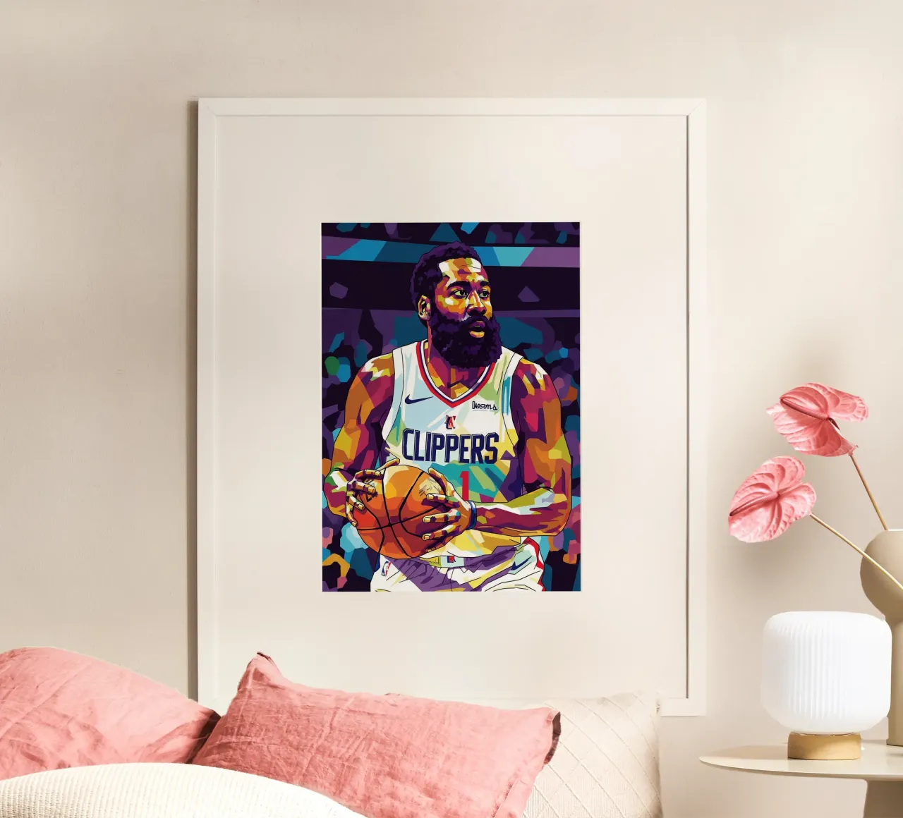 James Harden pop art poster con telaio in legno da Hantamrata