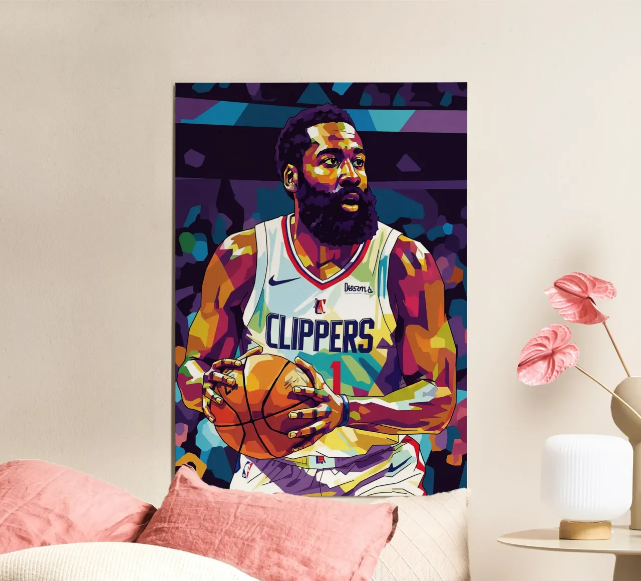 James Harden pop art poster con telaio in legno da Hantamrata