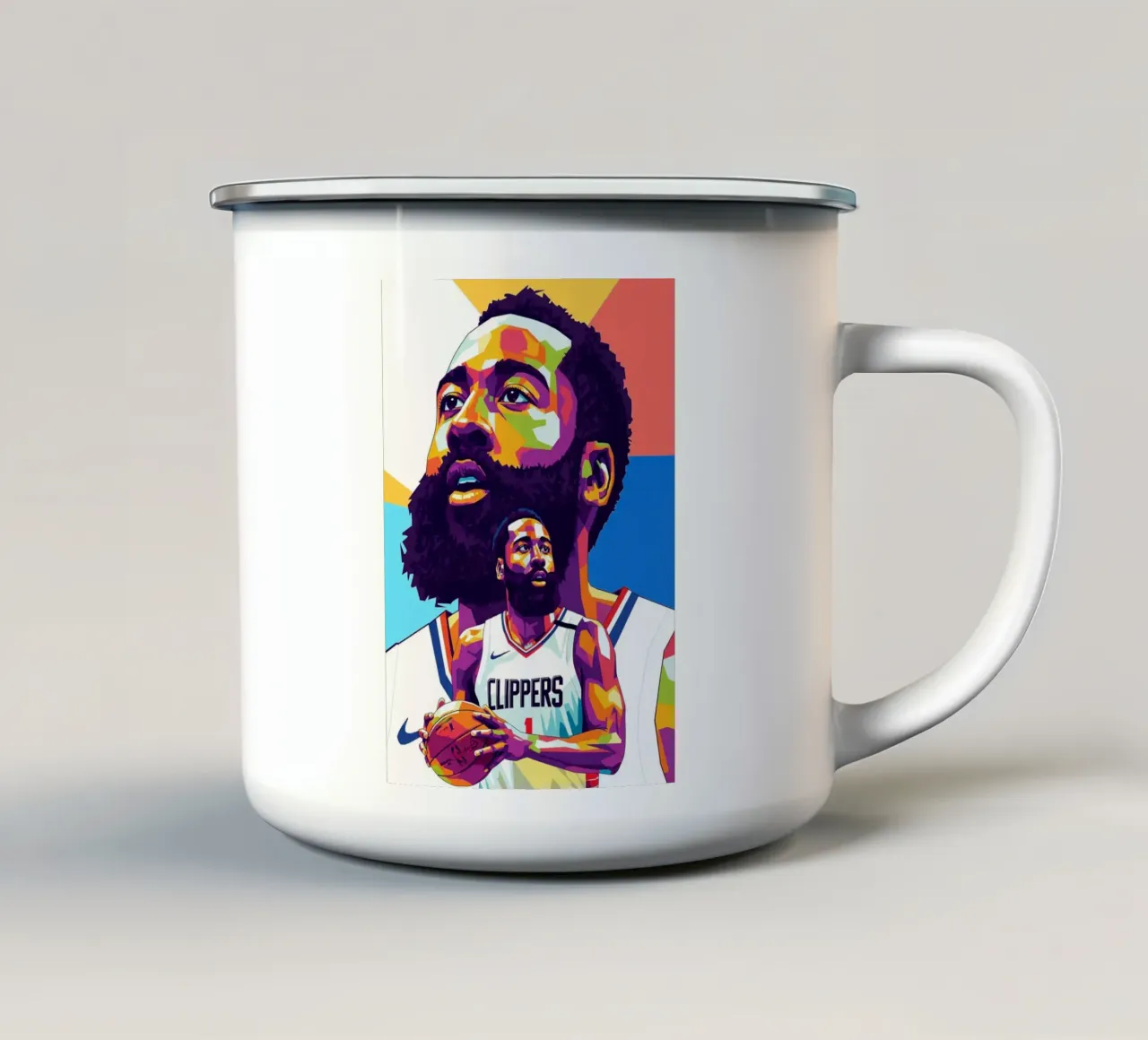 James Harden, iconico giocatore di basket tazza in smalto da Hantamrata