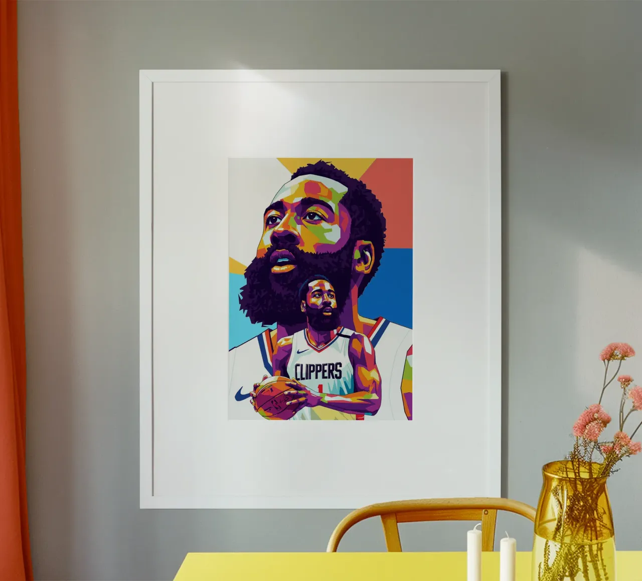 James Harden, iconico giocatore di basket poster con telaio in legno da Hantamrata