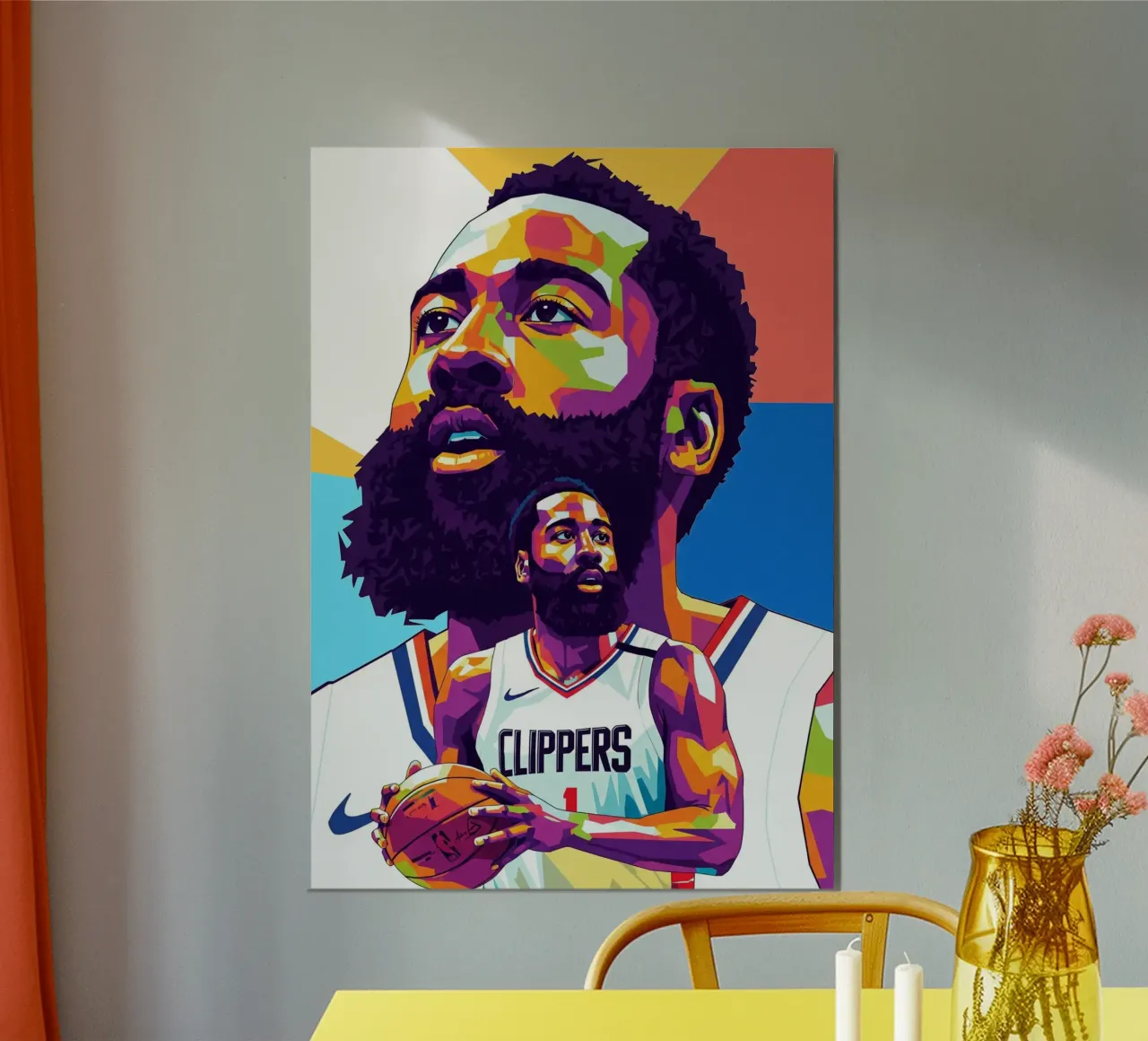 James Harden, iconico giocatore di basket poster con telaio in legno da Hantamrata
