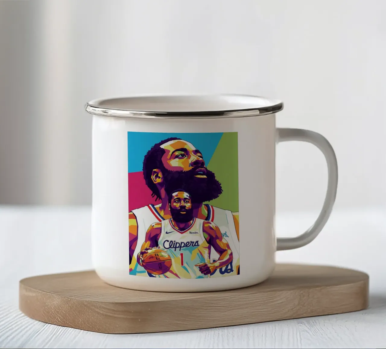L'iconico giocatore di basket James Harden tazza in smalto da Hantamrata
