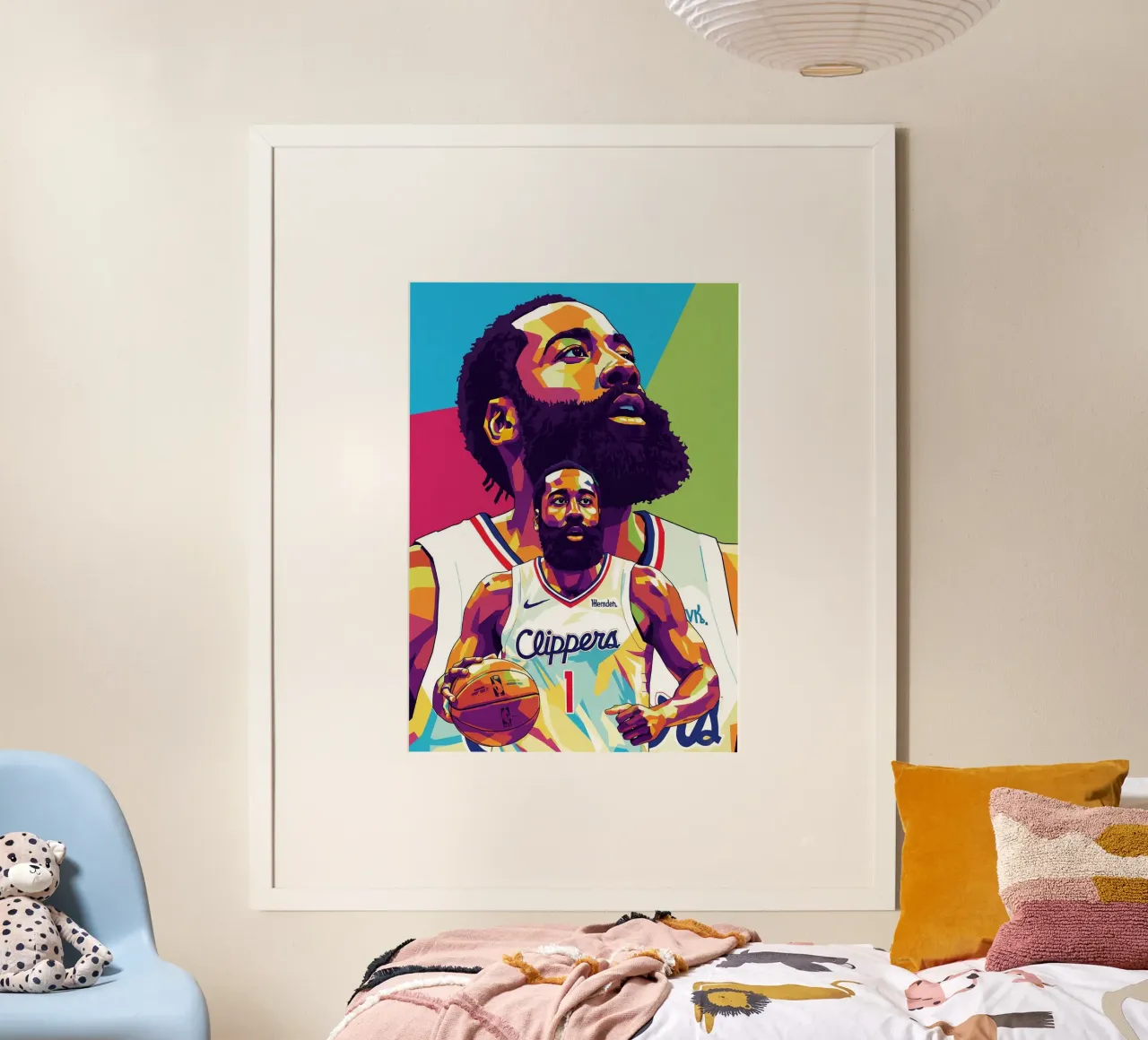L'iconico giocatore di basket James Harden poster con telaio in plastica da Hantamrata