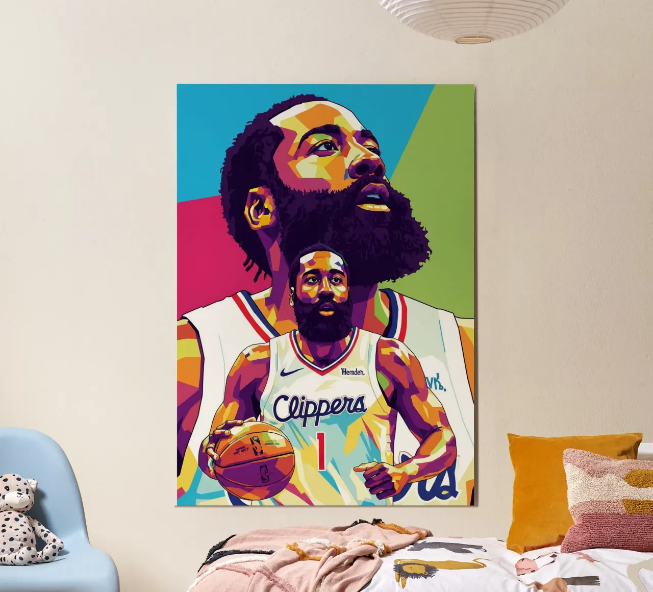 L'iconico giocatore di basket James Harden poster con telaio in plastica da Hantamrata