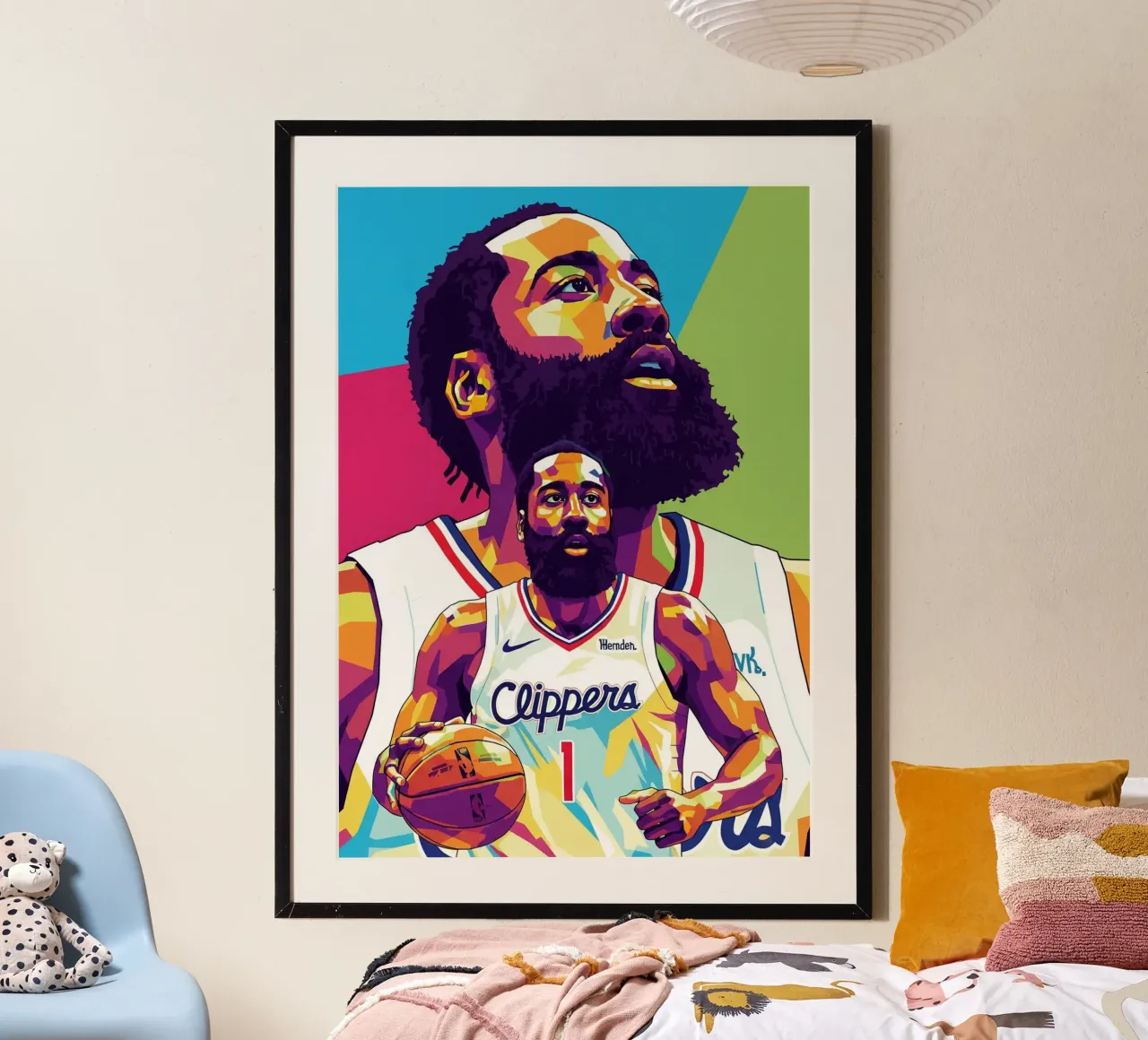 L'iconico giocatore di basket James Harden poster con telaio in plastica da Hantamrata