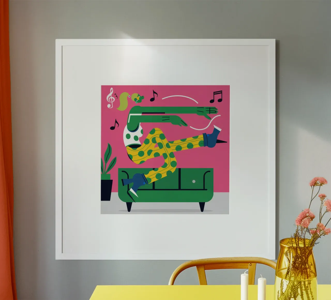 Reclinare l'agio ritmico poster con telaio in legno da Autumn Season